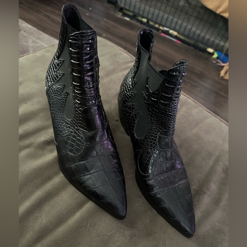 Fake snakeskin boots